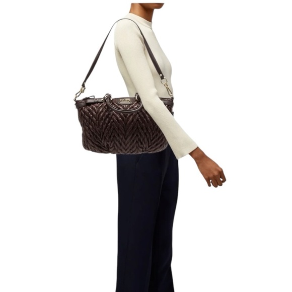 Coach Handbags - COACH Vintage Madison Lindsay in Brown Quilted Nylon EUC Puffer